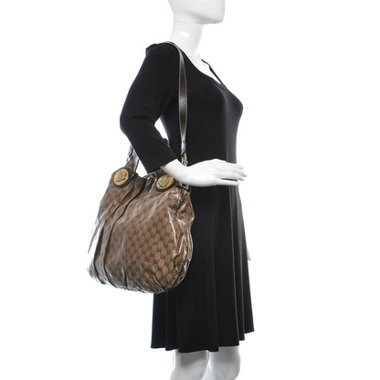Gucci Crystal Monogram Medium Hysteria Tote Dark Brown 2 of 12