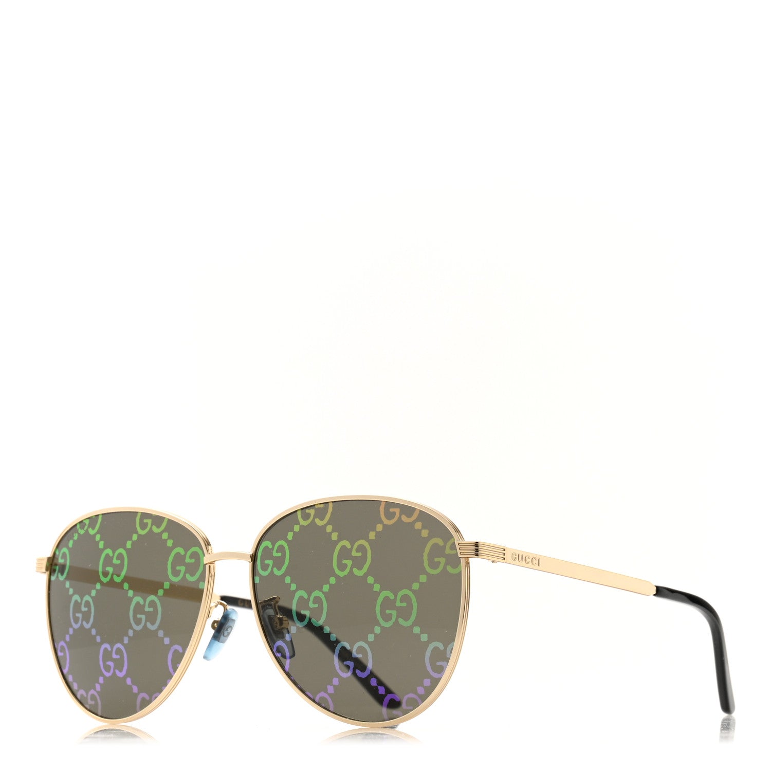 Gucci Metal Aviator Sunglasses GG0945SA Gold Multicolor 1 of 5