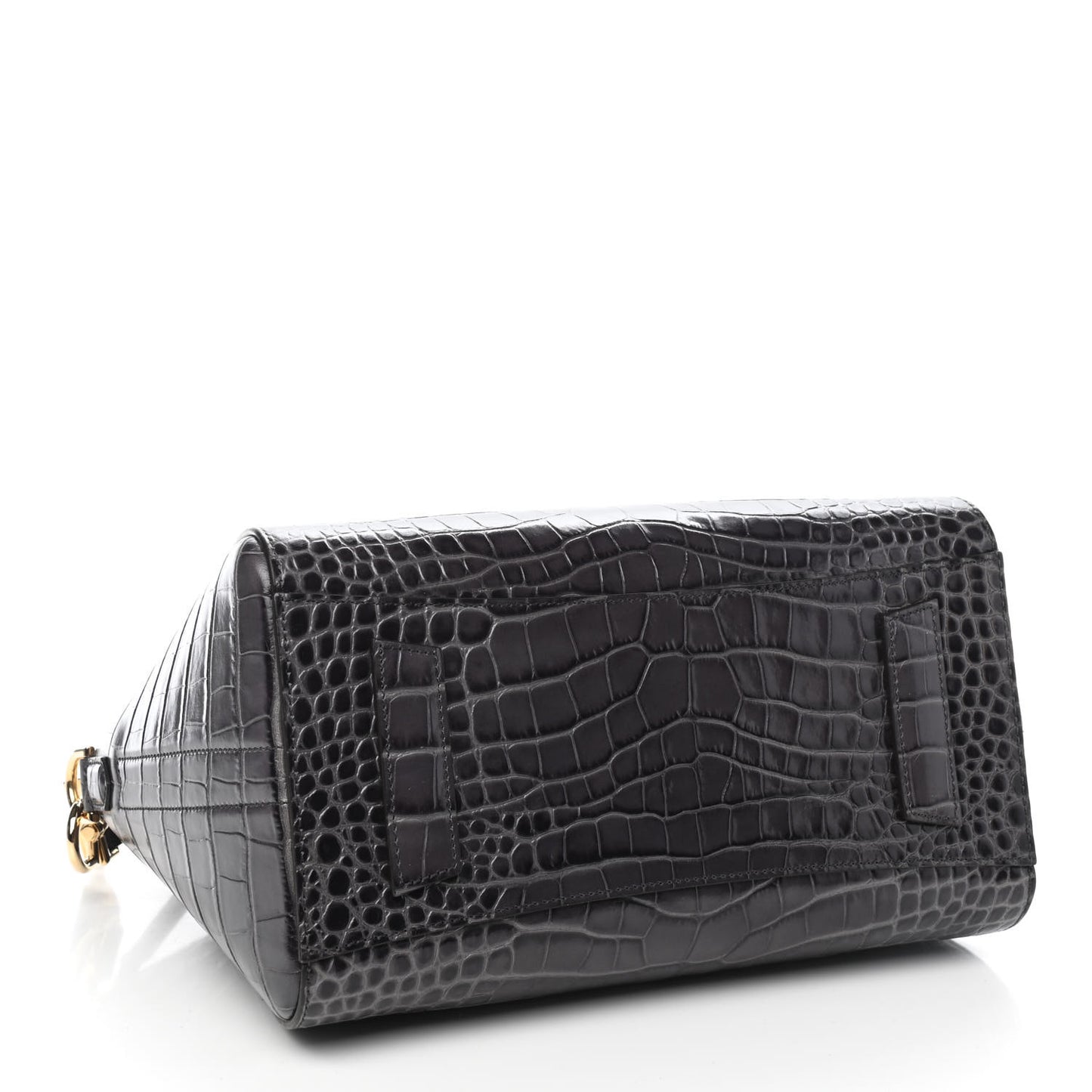 Calfskin Crocodile Embossed Small Antigona Storm Grey