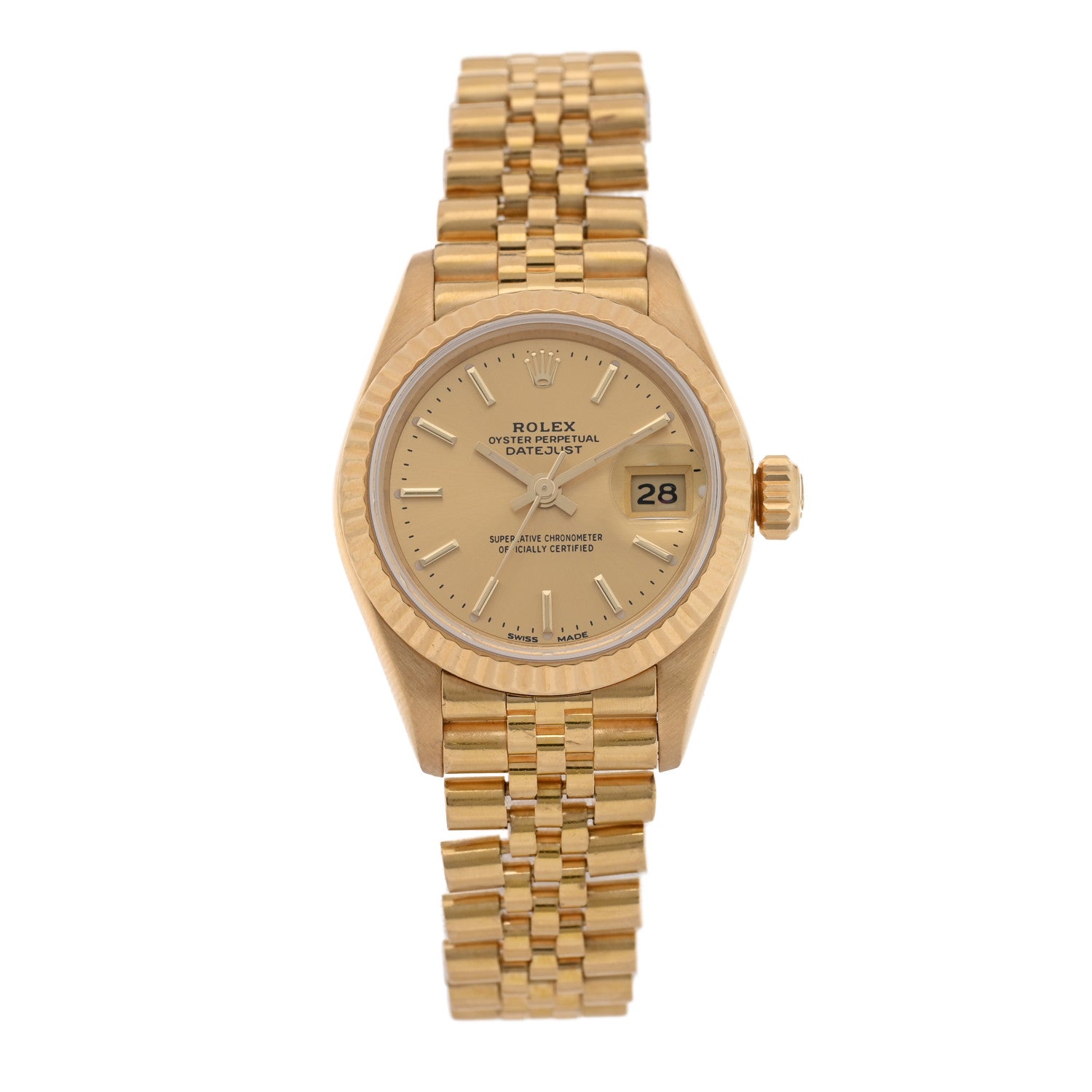 Rolex 18K Yellow Gold 26mm Oyster Perpetual Datejust Watch Champagne 69178 1 of 5