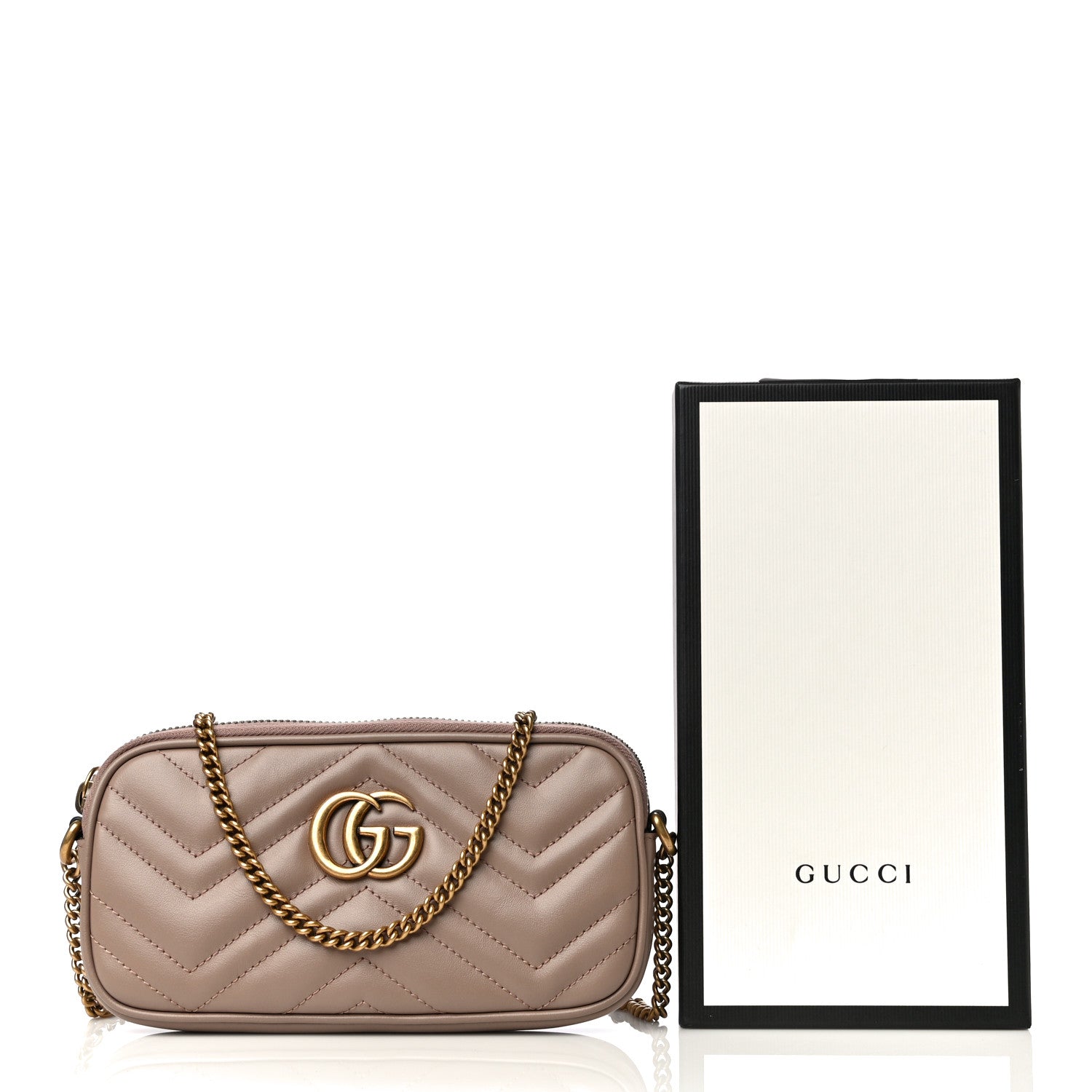 Gucci Calfskin Matelasse Mini GG Marmont Chain Crossbody Bag Porcelain Rose 12 of 12