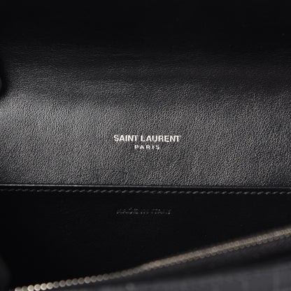 Saint Laurent Calfskin Crocodile Embossed Monogram Uptown Crossbody Black 6 of 11