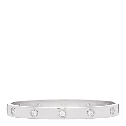 Cartier 18K White Gold 10 Diamond LOVE Bracelet 17 2 of 6