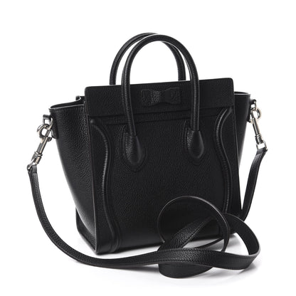 Celine Drummed Calfskin Nano Luggage Black 4 of 10