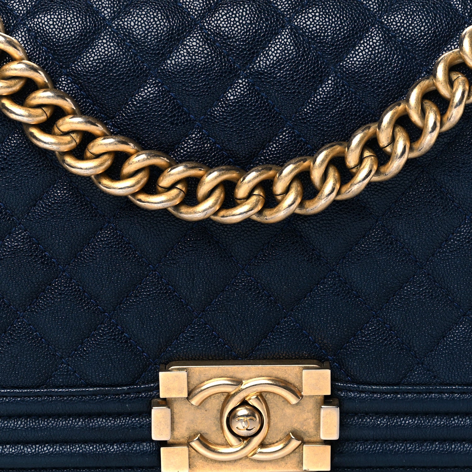 Chanel Caviar Quilted Medium Boy Flap Navy 8 of 10