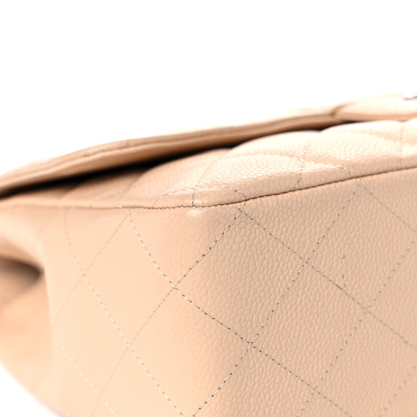 Caviar Quilted Jumbo Single Flap Beige Clair