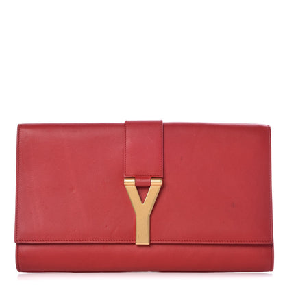 Saint Laurent Calfskin Classic Y Ligne Clutch Red 1 of 18