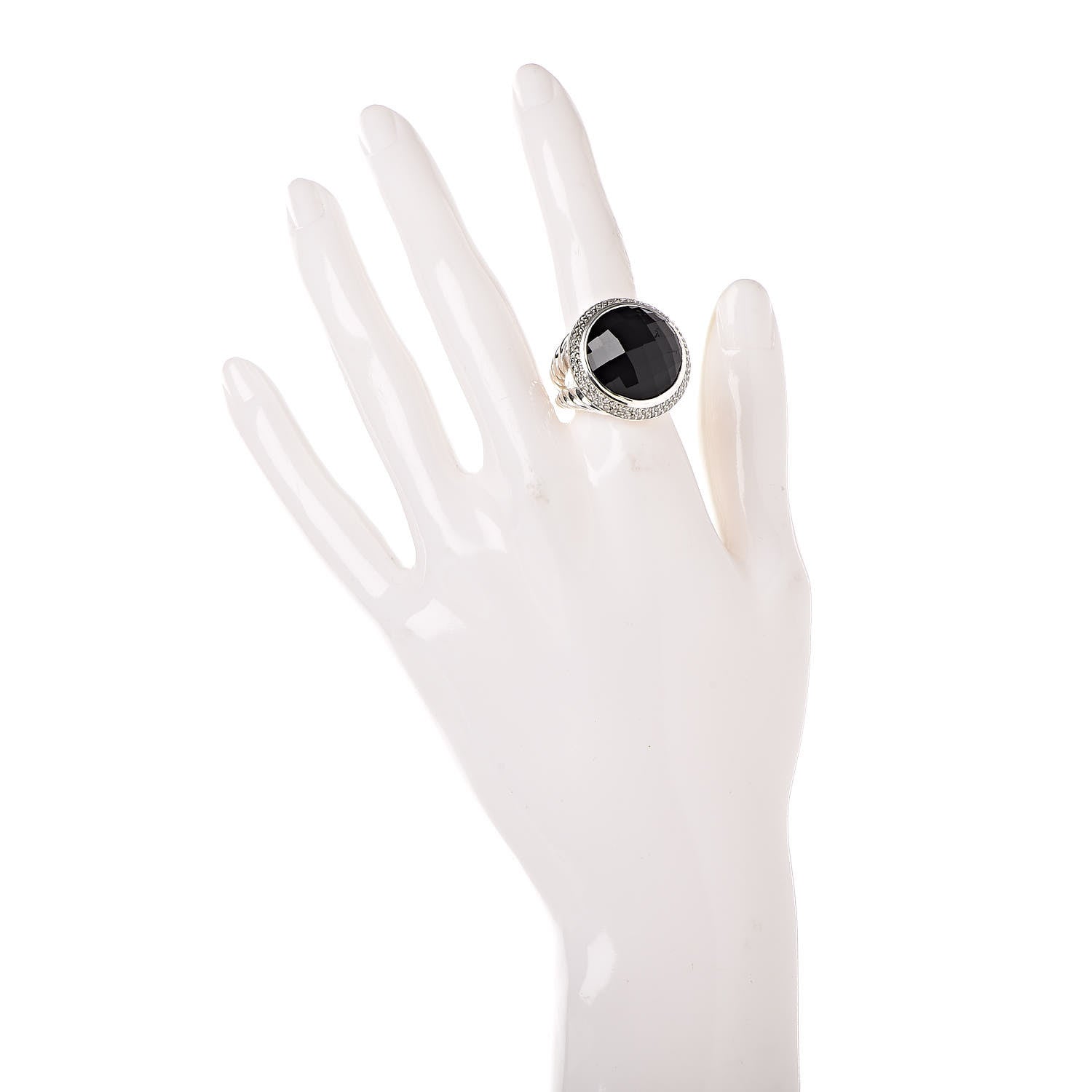 David Yurman Sterling Silver Diamond Black Onyx Cerise Ring 53 6.5 2 of 6