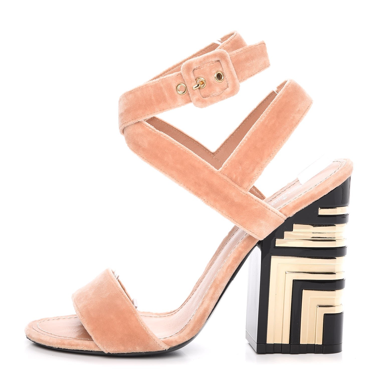 Louis Vuitton Velvet Monumenta Cross Sandals 39 Blush 1 of 13