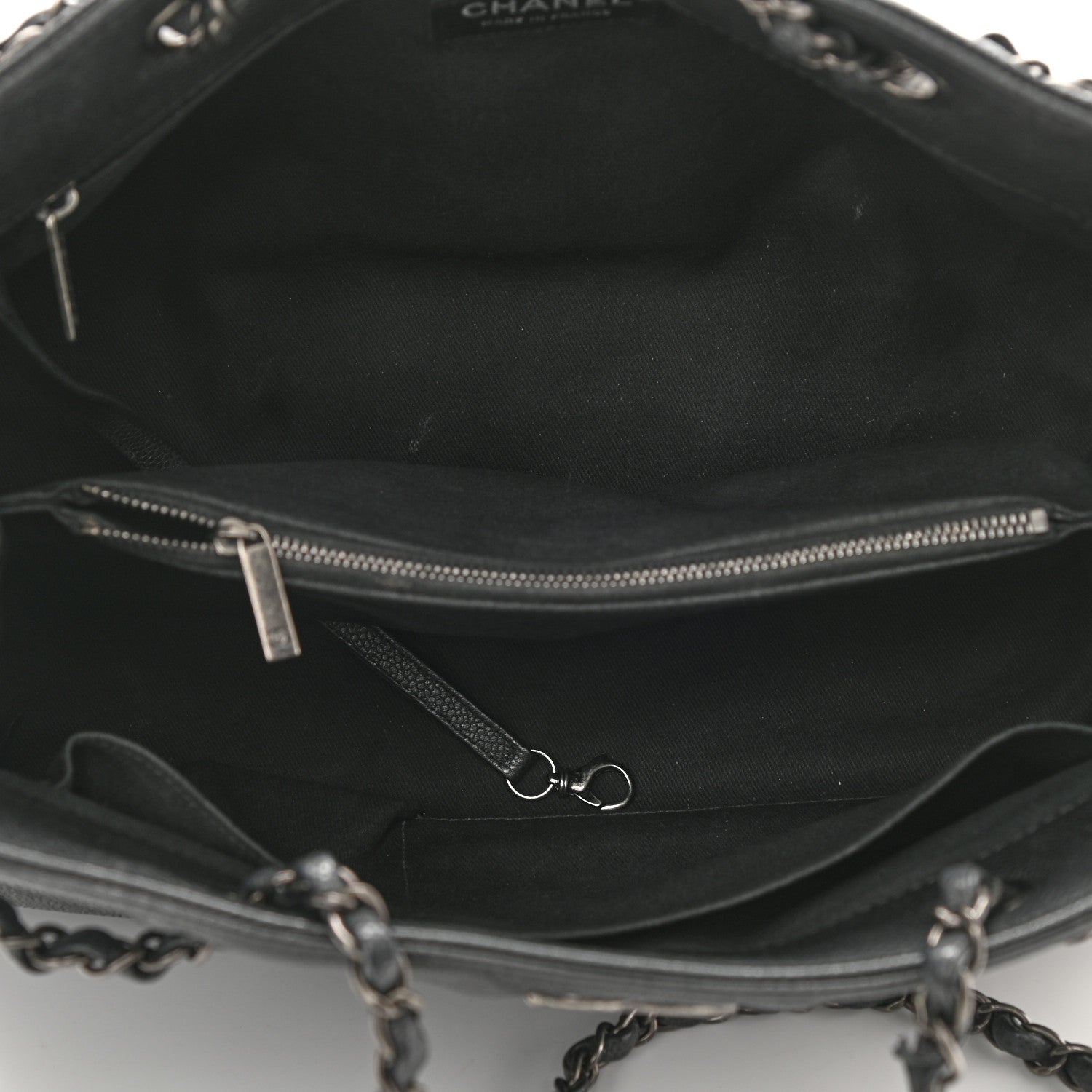 Chanel Grained Calfskin Woven Chain Medium Shopping Tote Black 5 of 11