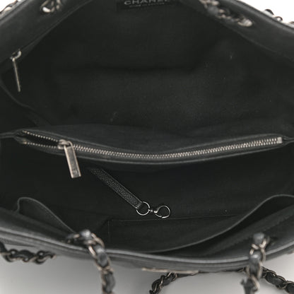 Chanel Grained Calfskin Woven Chain Medium Shopping Tote Black 5 of 11