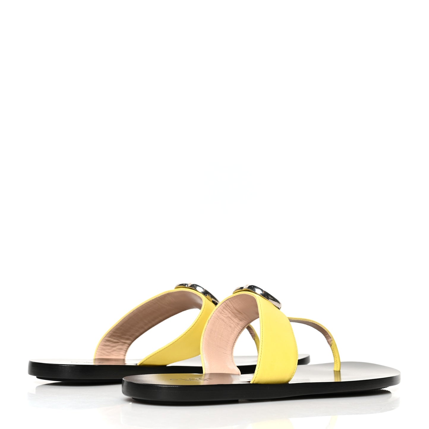 Calfskin GG Marmont Thong Sandals 37 Banana