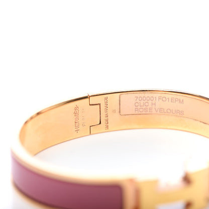 Hermes Enamel Narrow Clic Clac H Bracelet PM Rose Velours 5 of 6
