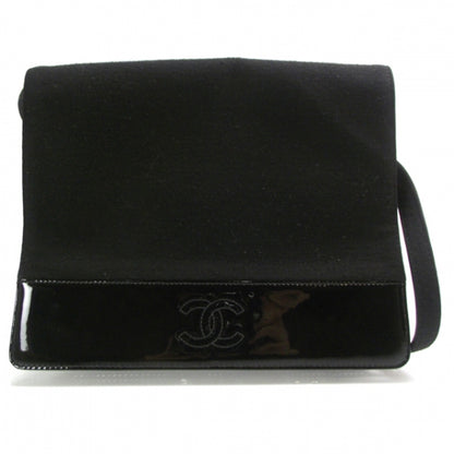 Chanel Patent Trim Jersey Shoulder Bag Black 1 of 8