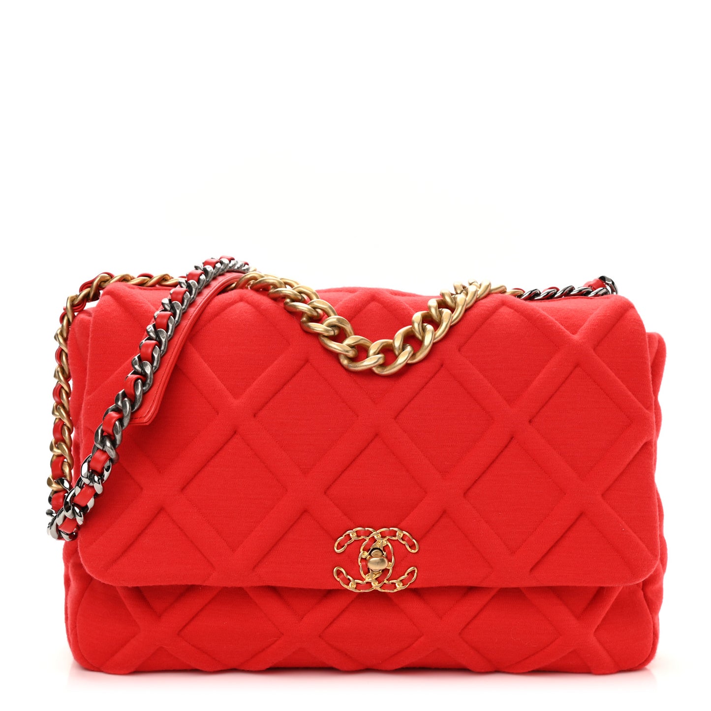 Jersey Lambskin Quilted Maxi Chanel 19 Flap Red