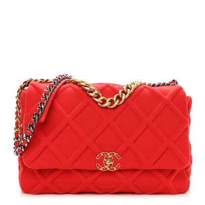 Chanel Jersey Lambskin Quilted Maxi Chanel 19 Flap Red 1 of 10