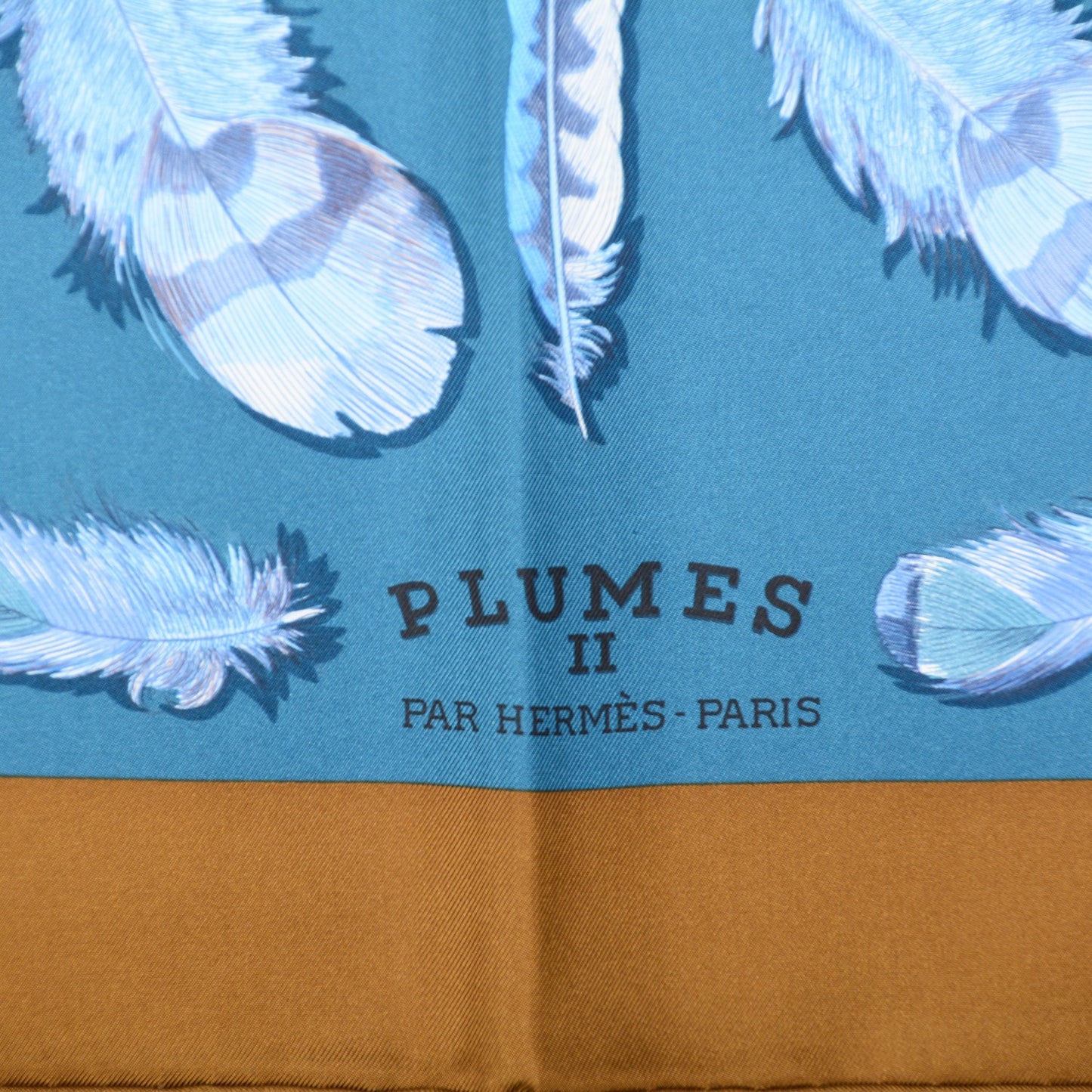 Silk Plumes II Scarf 90 Bronze Canard Petrol