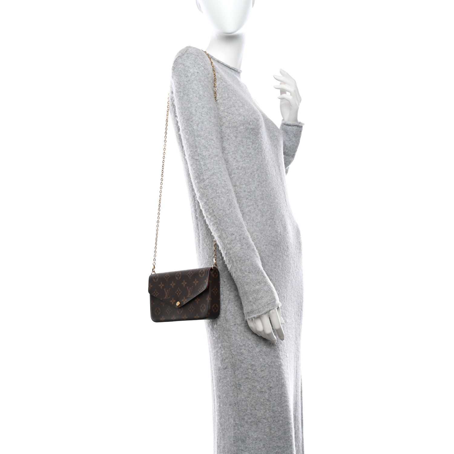 Louis Vuitton Monogram Pochette Felicie Chain Wallet Fuchsia 2 of 13