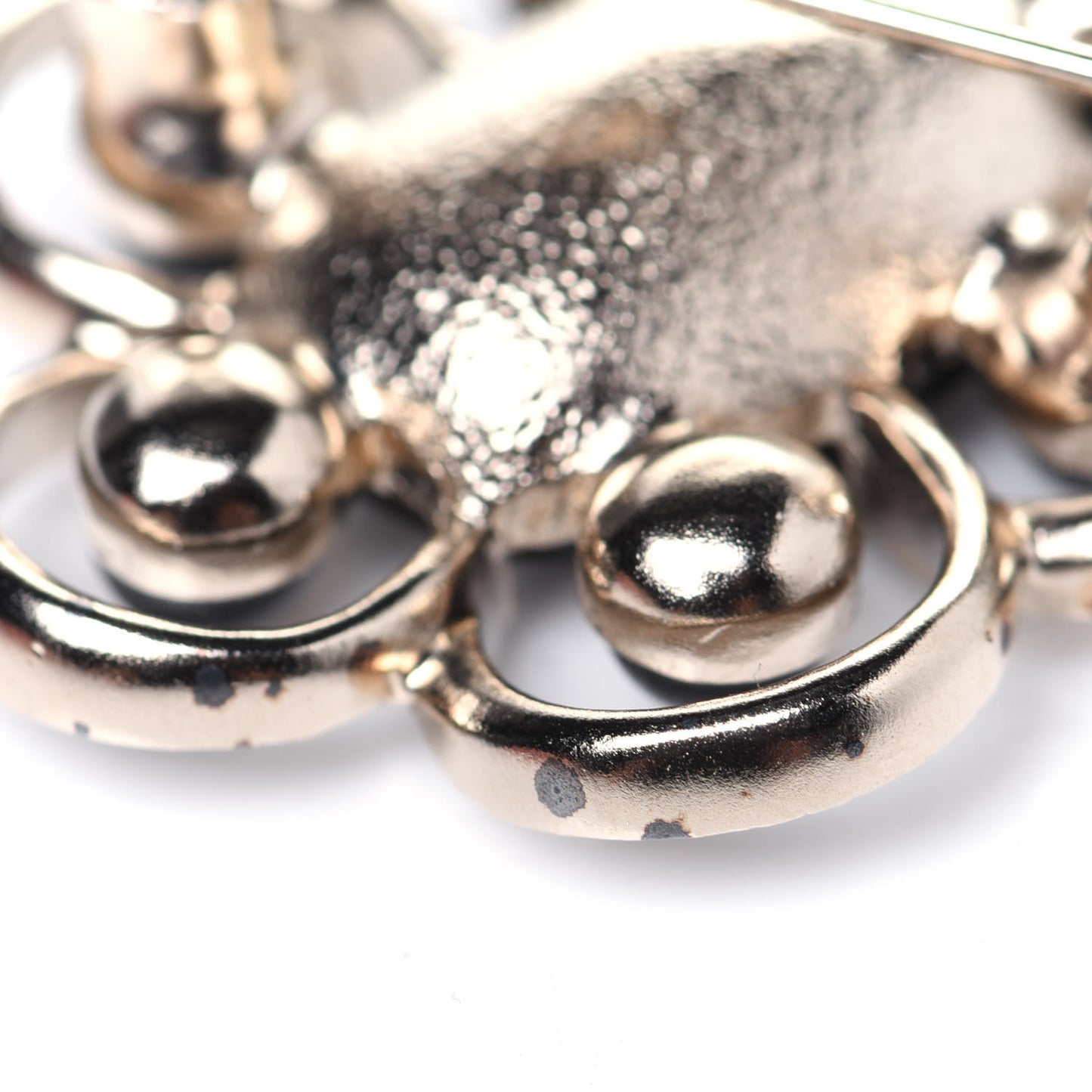 Crystal Pearl Crystal Blossom CC Brooch Black Gold