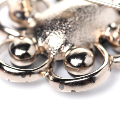 Chanel Crystal Pearl Crystal Blossom CC Brooch Black Gold 7 of 8