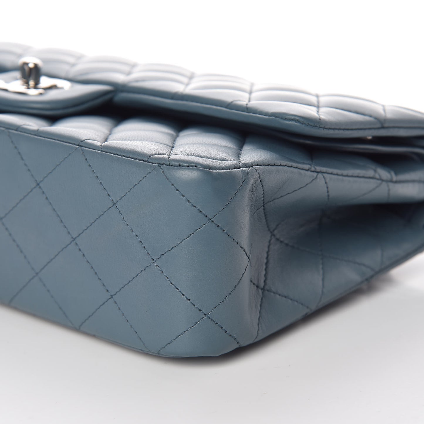 Lambskin Quilted Medium Double Flap Blue