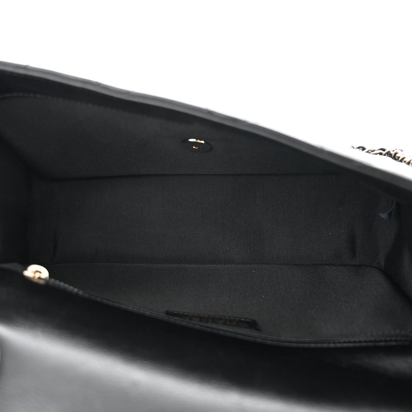 Crumpled Calfskin Medium Chain All Over Flap Black
