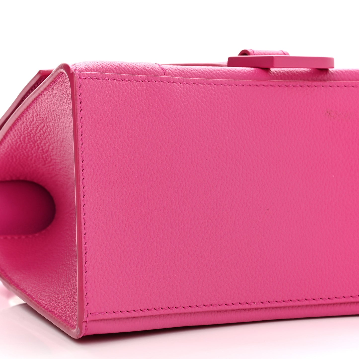 Grained Calfskin Tonal B Small Hourglass Top Handle Bag Acid Fuchsia