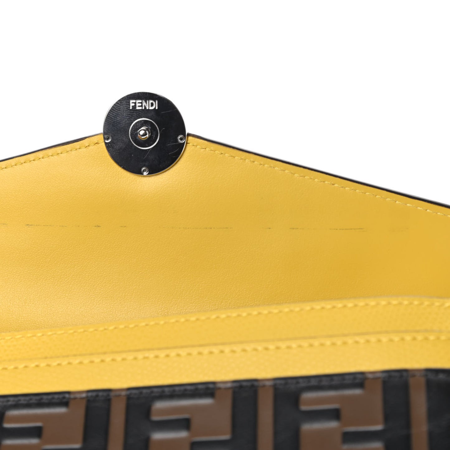 Vitello Cruise F is Fendi Bi-Color FF 1974 Embossed Continental Envelope Wallet Maya Black Sunflower
