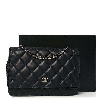 Chanel Lambskin Quilted Wallet On Chain WOC Black 12 of 12