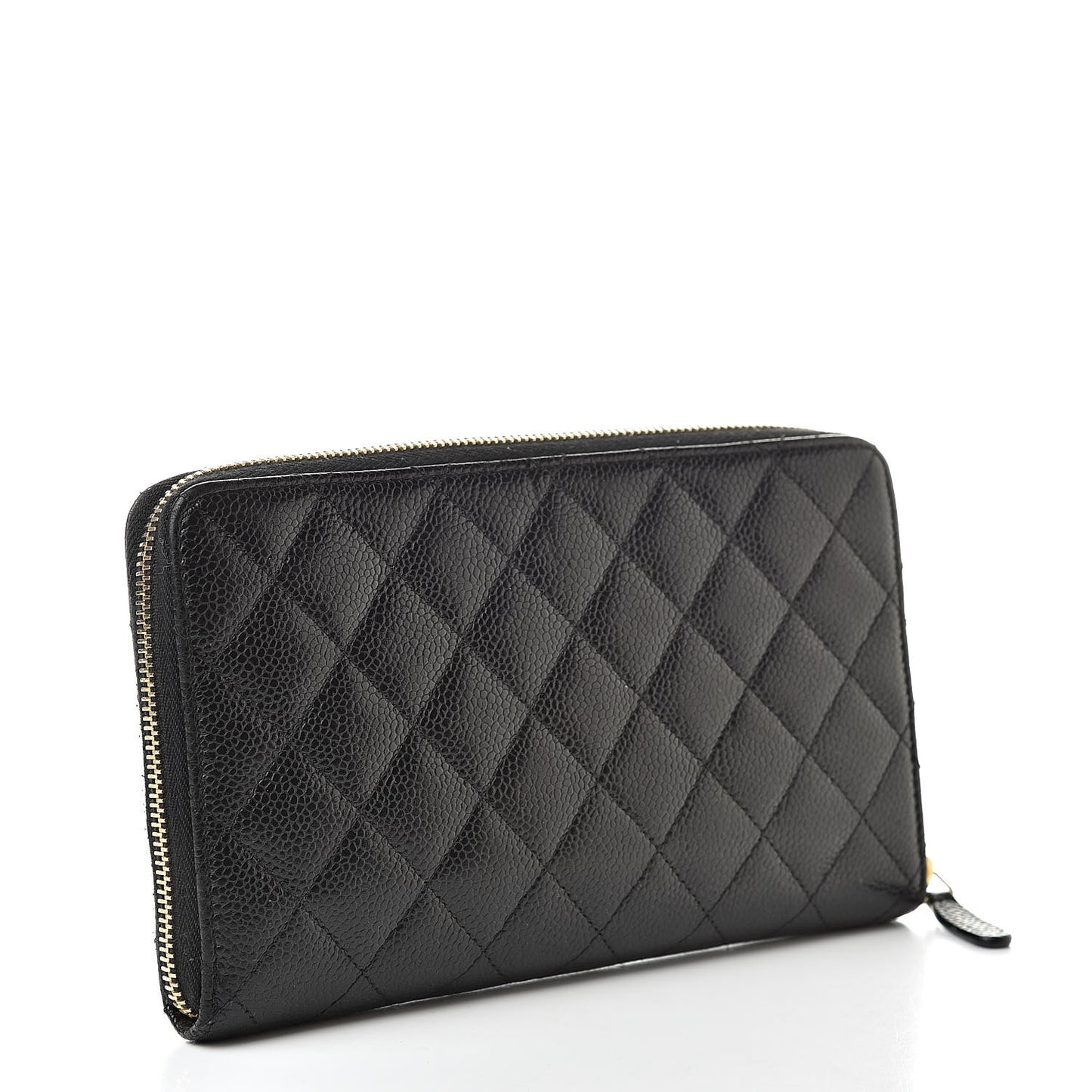 Caviar Quilted Large Zip Around Organizer Wallet Black