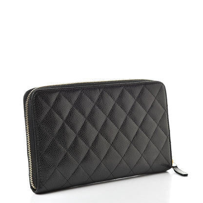 Chanel Caviar Quilted Large Zip Around Organizer Wallet Black 3 of 15