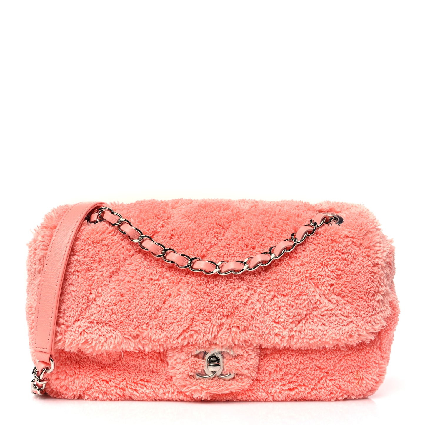 Lambskin Calfskin Mixed Fibers Quilted Medium Flap Orange