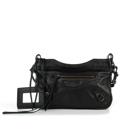 Balenciaga Agneau Lizard Embossed Classic Hardware Hip Black 1 of 8