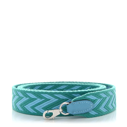 Hermes Toile Swift 25mm Sangle ZigZag Shoulder Strap Bleu Du Nord Vert Veronese 1 of 5