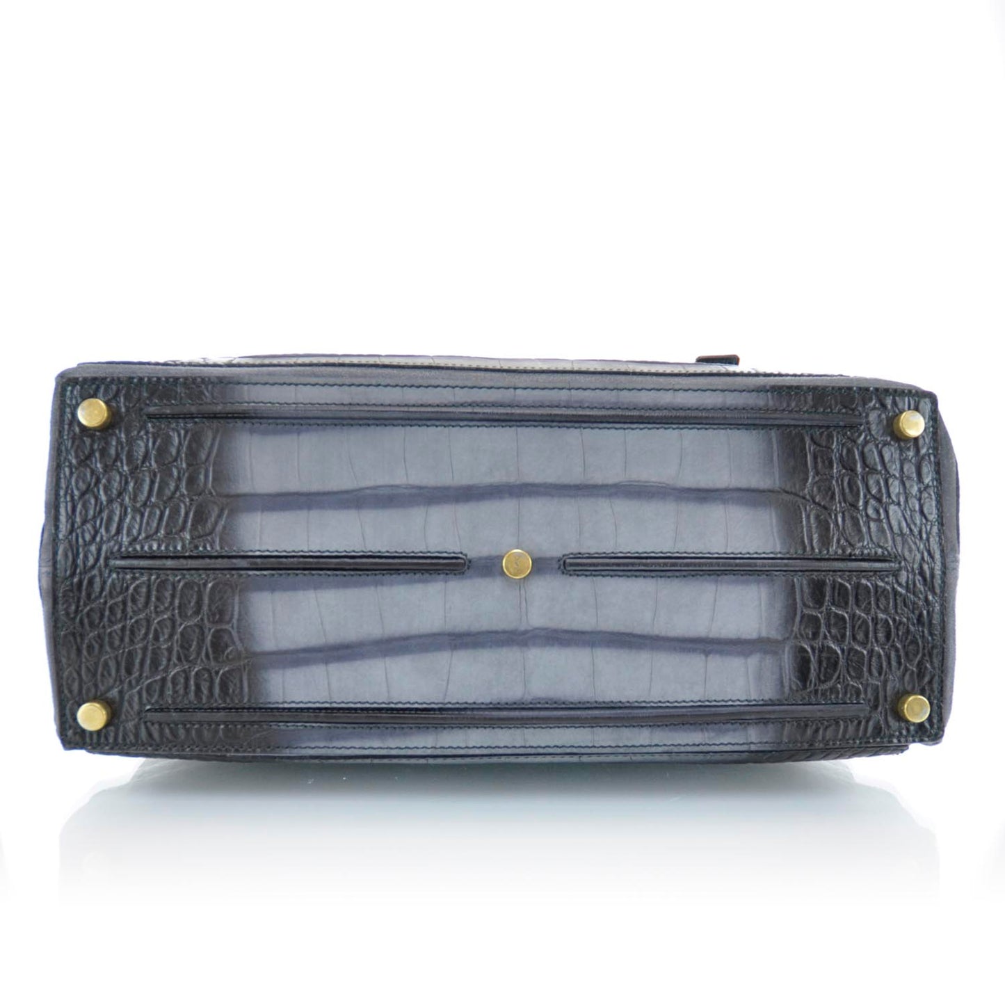 Suede Crocodile Embossed Large Muse Two Blue