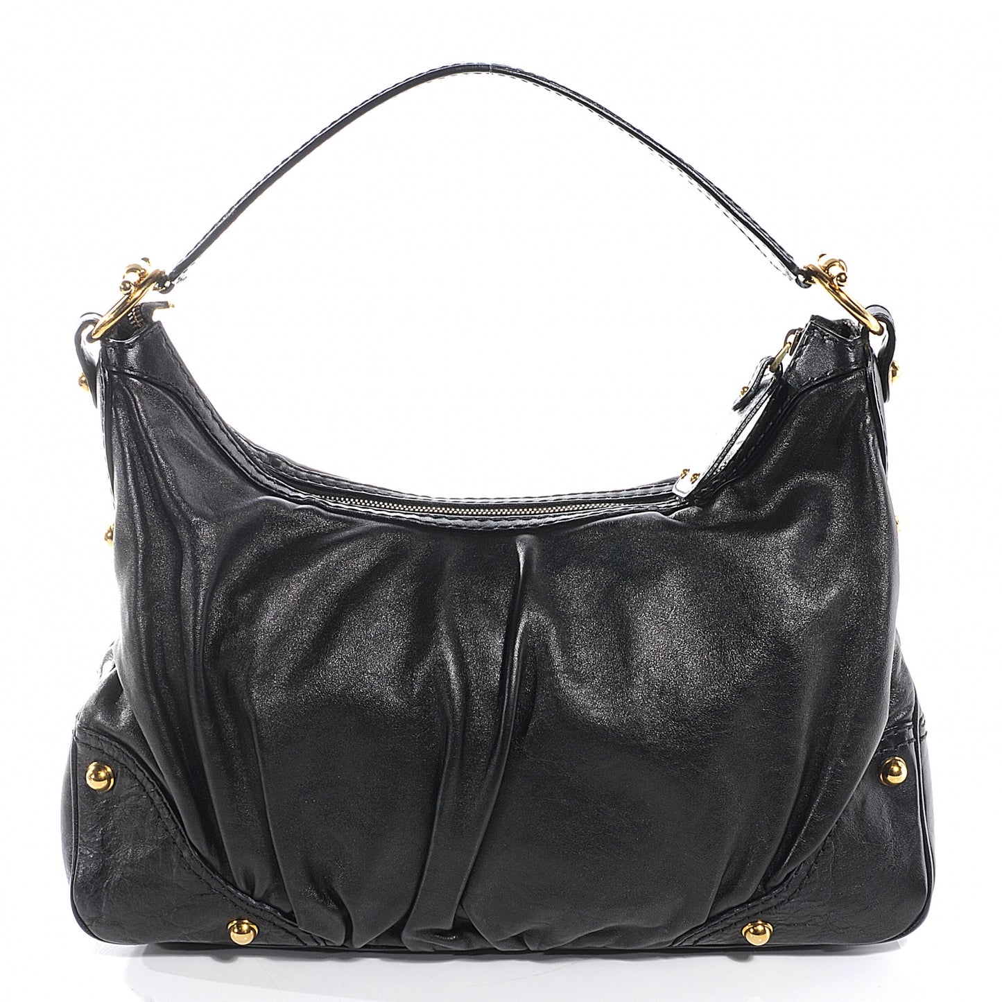 Leather Medium Jockey Hobo Black