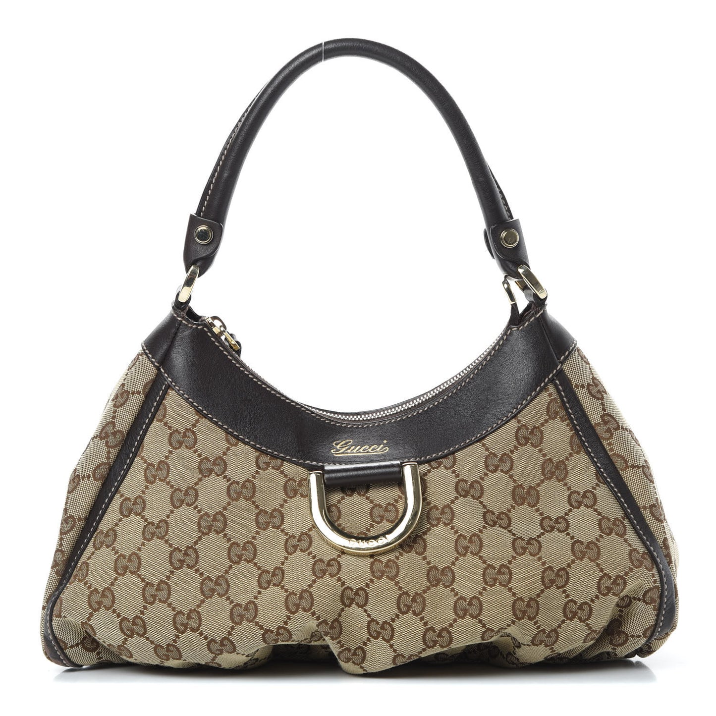 Monogram Medium D Gold Ring Hobo Dark Brown