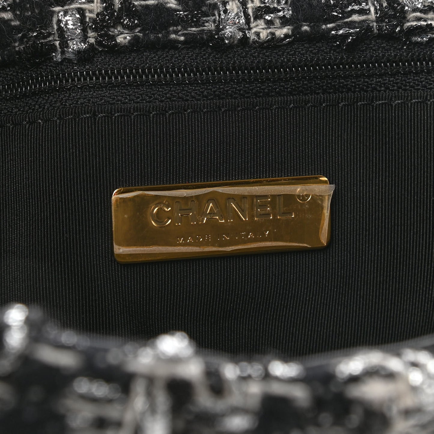 Tweed Quilted Maxi Chanel 19 Flap Black Silver Ecru