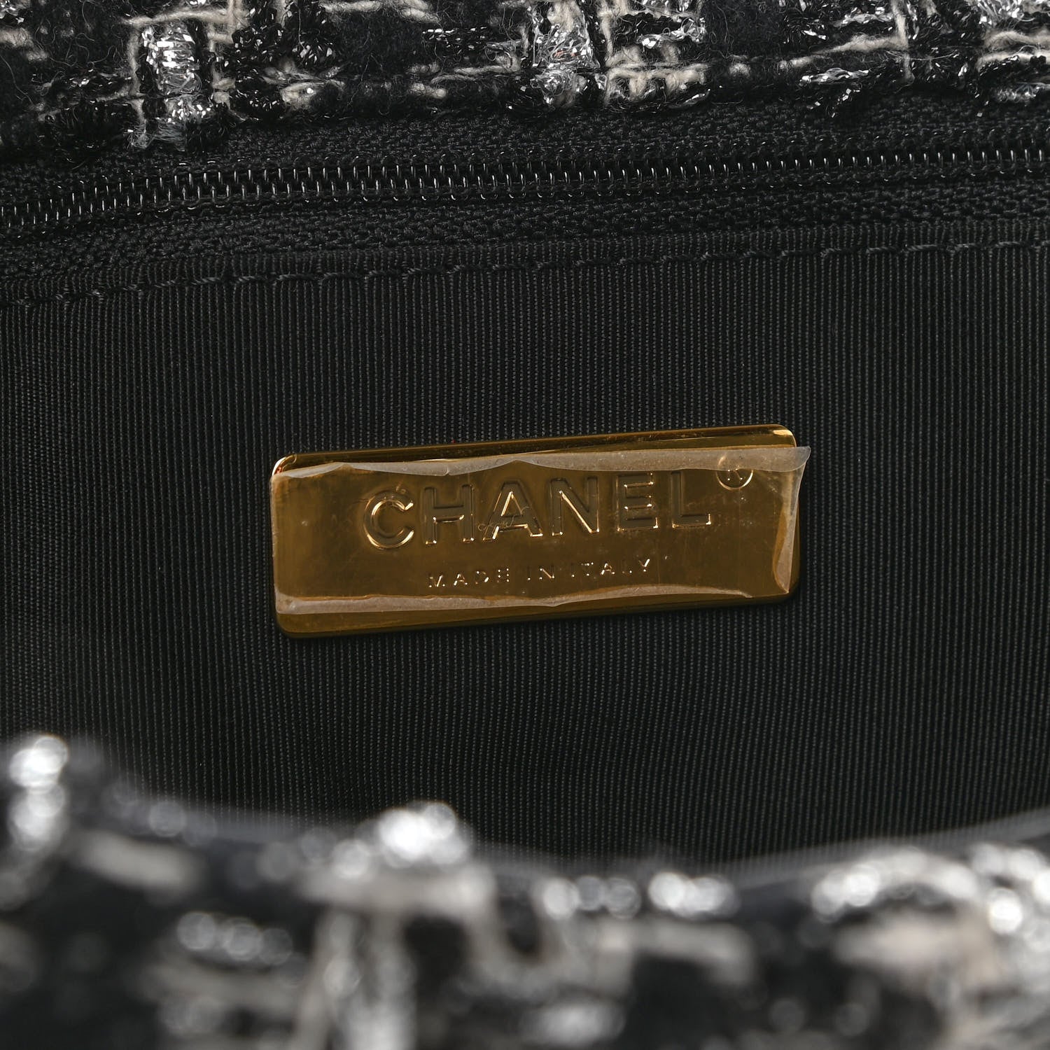 Chanel Tweed Quilted Maxi Chanel 19 Flap Black Silver Ecru 6 of 11