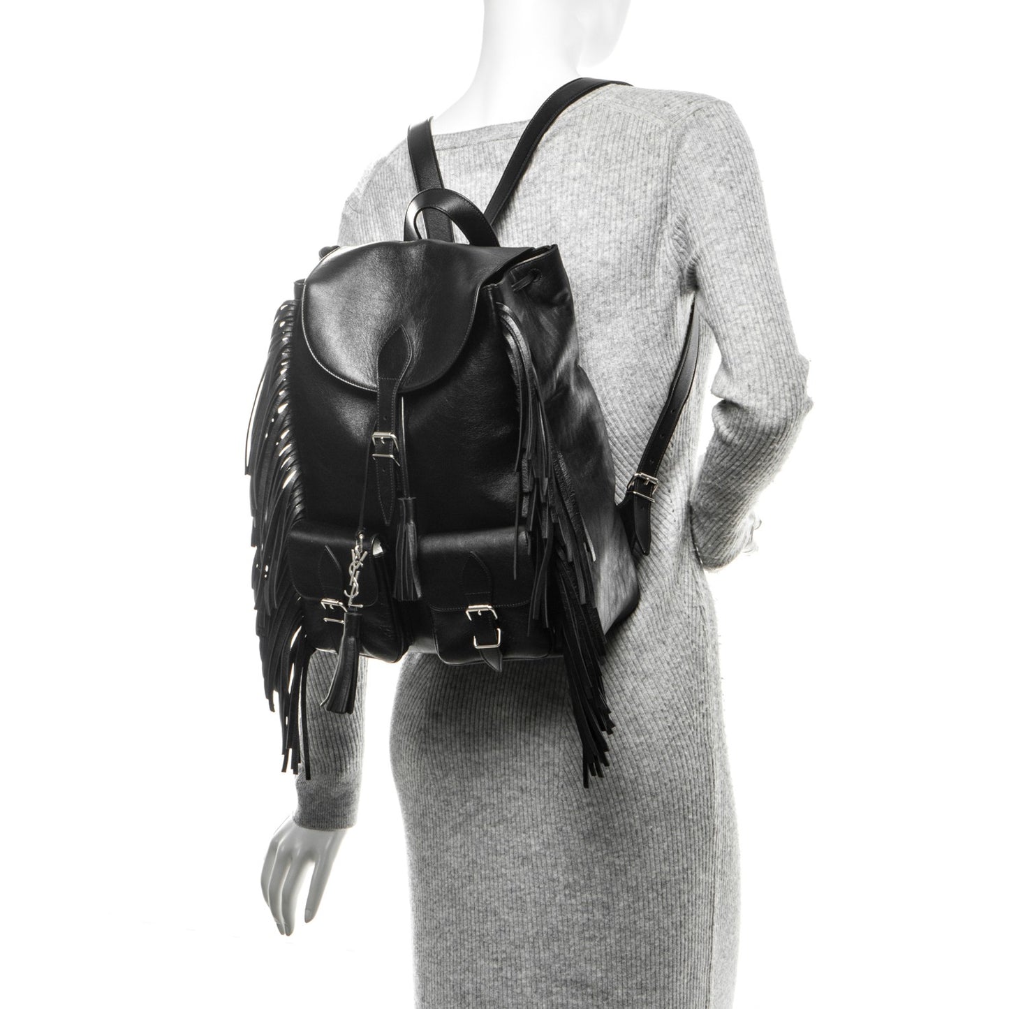Calfskin Fringe Festival Backpack Black