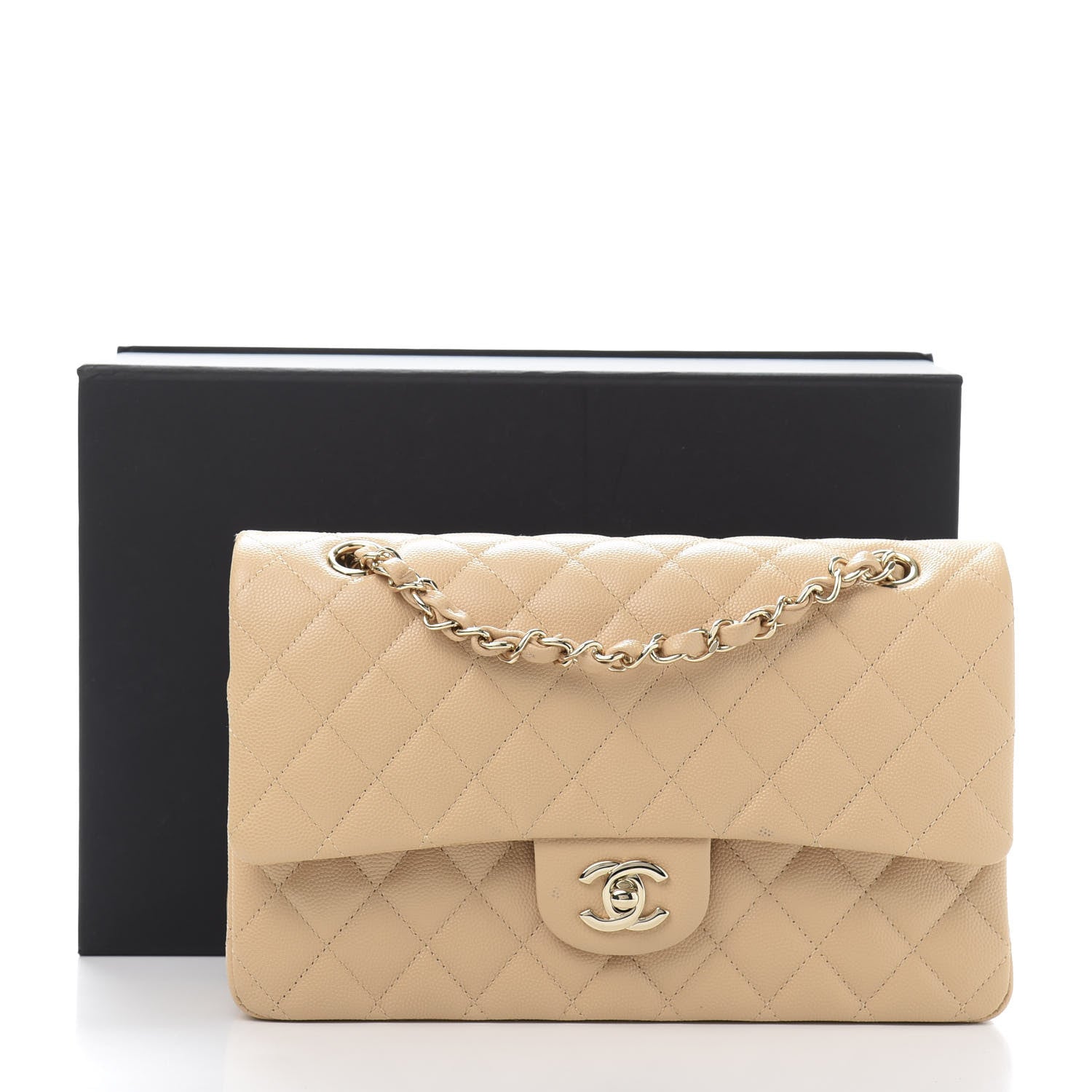 Chanel Caviar Quilted Medium Double Flap Beige Clair 13 of 13