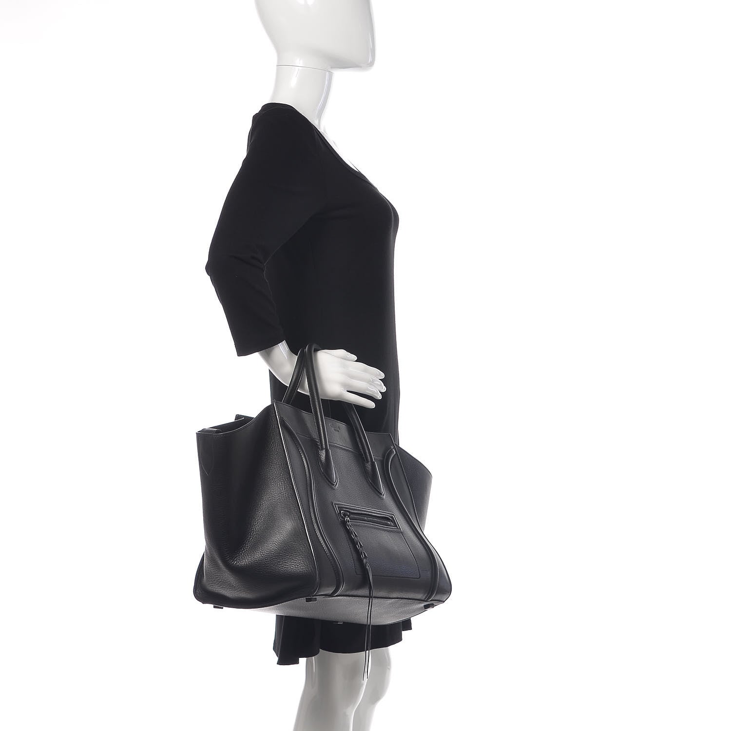 Celine Supple Calfskin Medium Phantom Luggage Black 2 of 16