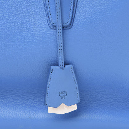 MCM Grained Calfskin Medium Milla Tote Tile Blue 8 of 9