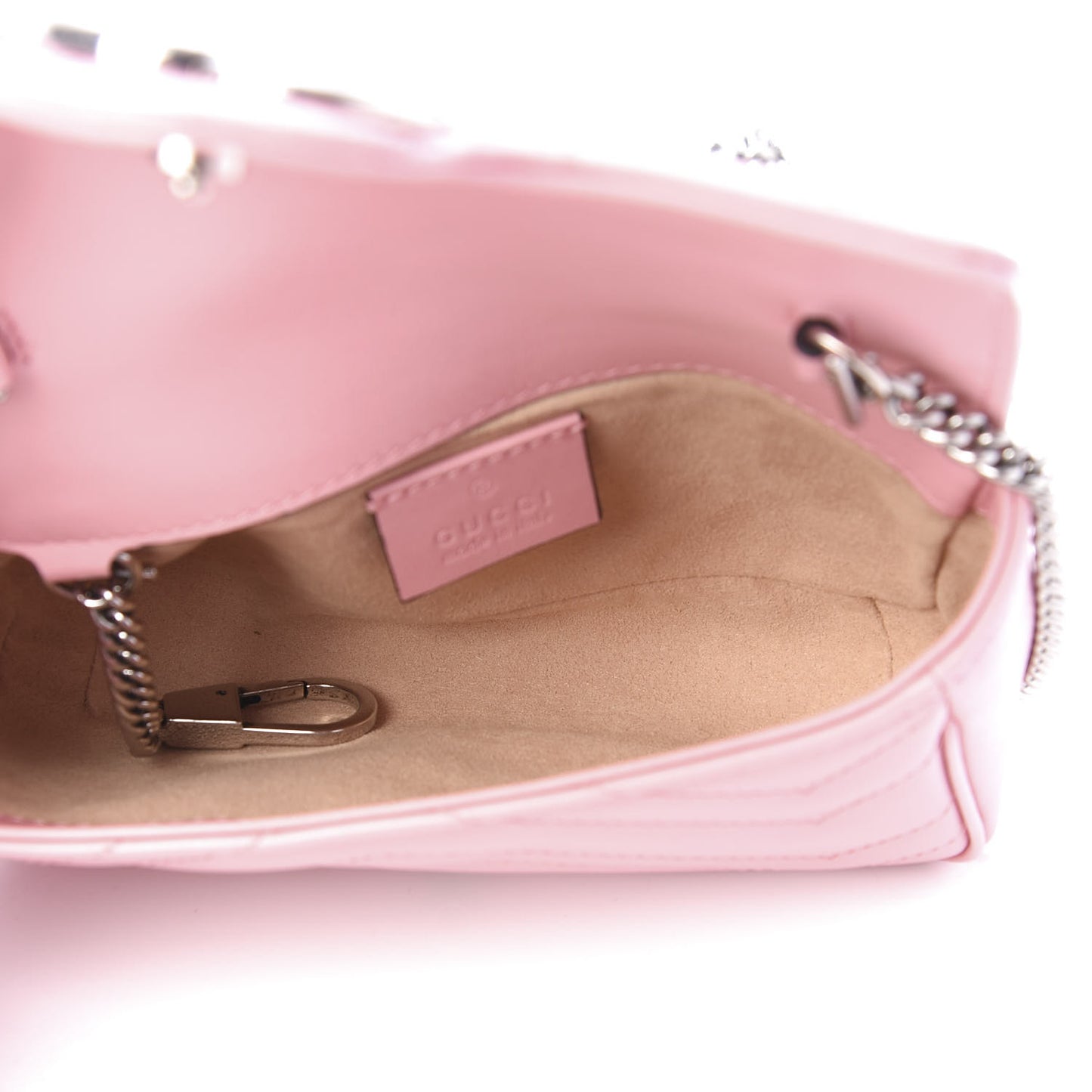 Calfskin Matelasse Super Mini GG Marmont Shoulder Bag Wild Rose