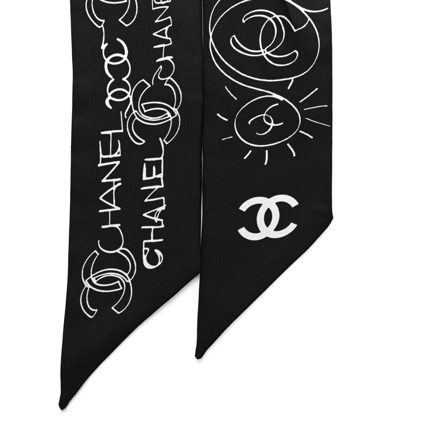 Silk Slim Bandeau Scarf Black