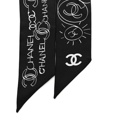 Chanel Silk Slim Bandeau Scarf Black 2 of 5