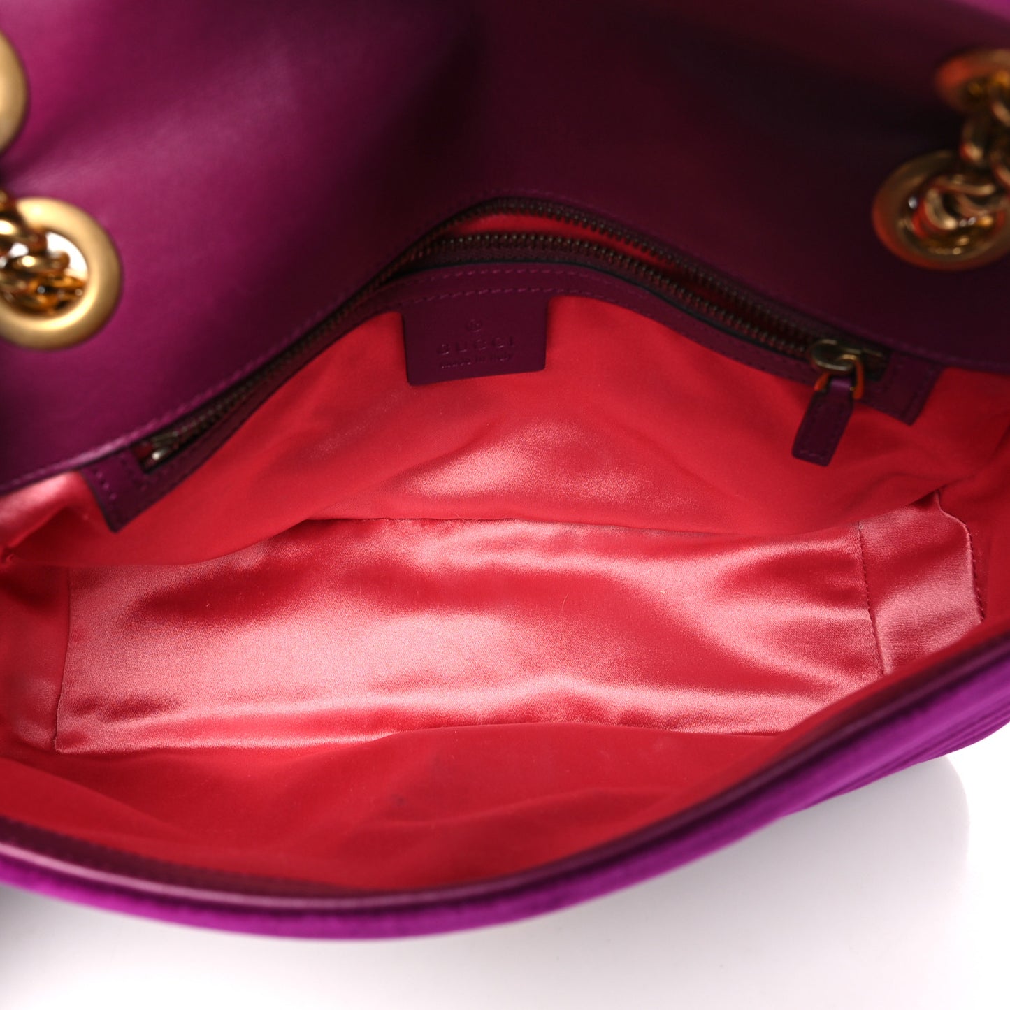 Velvet Matelasse Small GG Marmont Shoulder Bag Fuchsia Violet Cyclamen