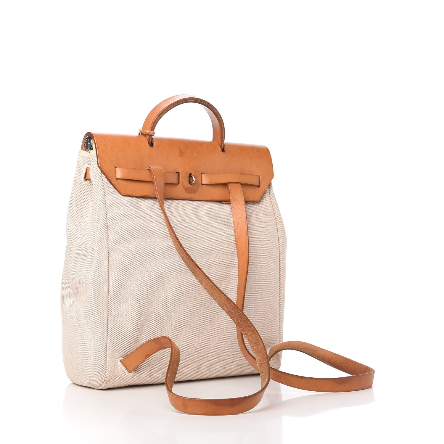 Hermes Toile Vache Calfskin Herbag 30 PM Backpack Natural 4 of 10