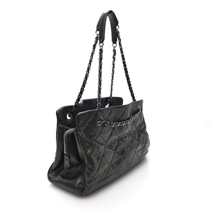 Chanel Metallic Caviar Quilted Timeless CC Shopping Tote Dark Grey 2 of 9