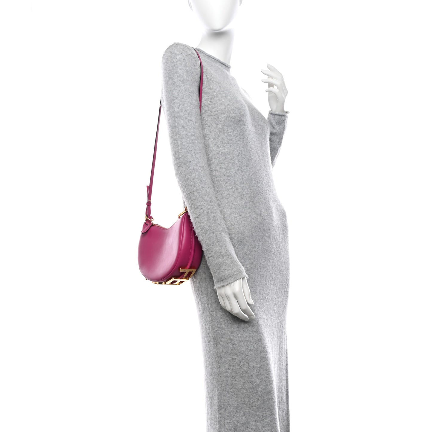 Vitello Grace Matte Mini Fendigraphy Hobo Bag Ciclamino Pilar